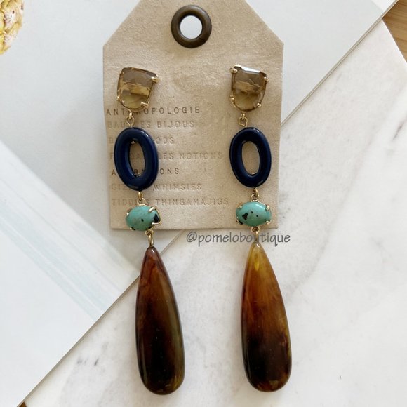 Anthropologie Resin Stone Drop Earrings - Picture 3 of 3